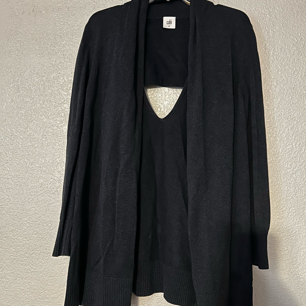 CAbi navy blue Open-Front Cardigan with cut out